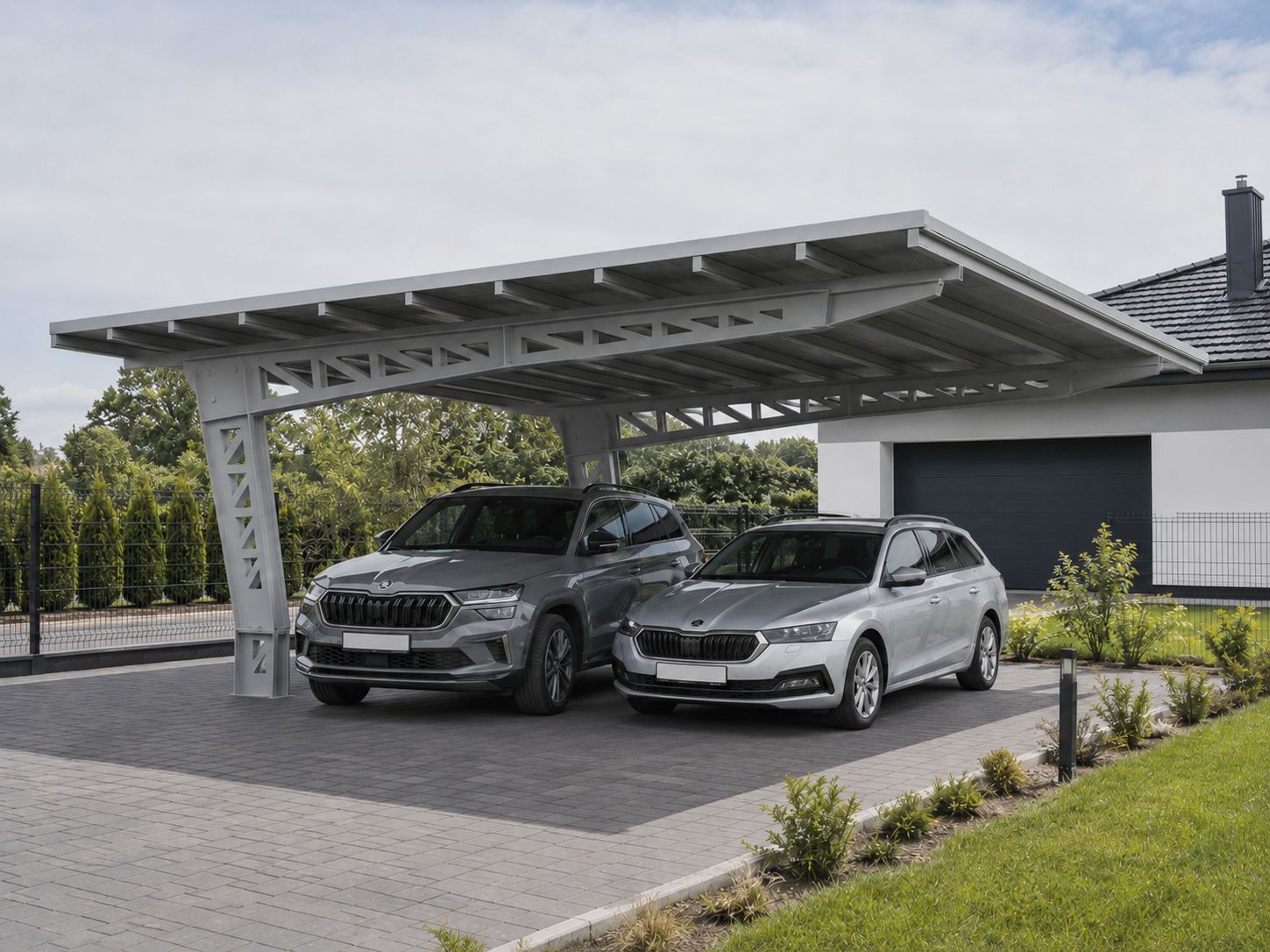 Carport s integrovanou fotovoltaikou
